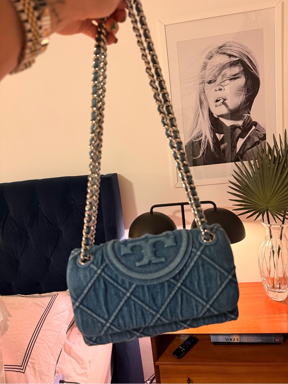 NWOT TORY BURCH SMALL FLEMING SOFT DENIM CONVERTIBLE SHOULDER BAG - Picture 12 of 12